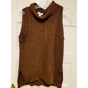 Tribal Jeans Sleeveless Knitted Turtleneck Sweater Brown Mocha Women's Small